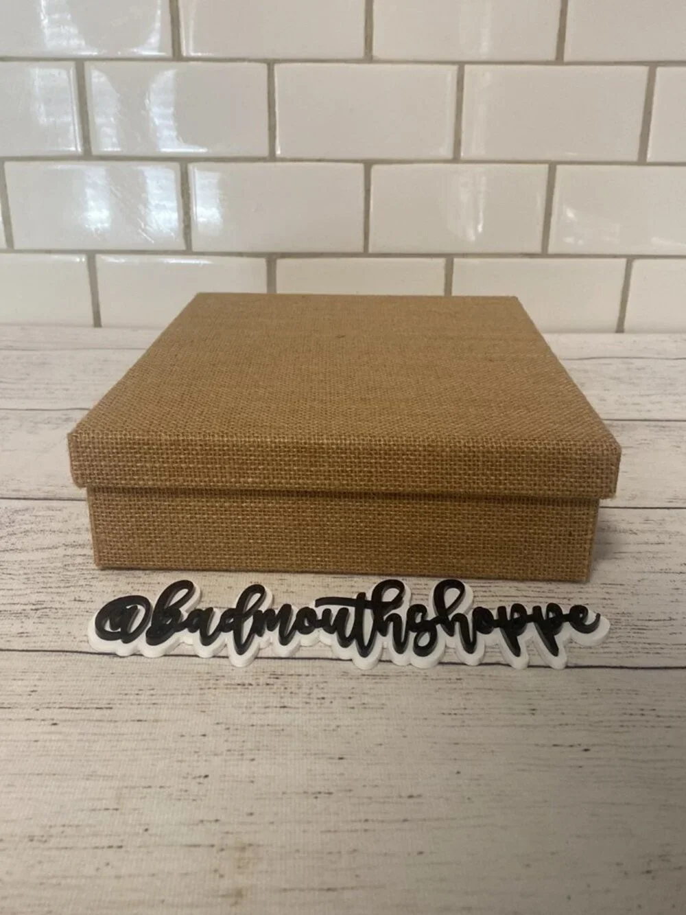 Brown Tan Burlap Vintage Inspired Photo Storage or Display Box